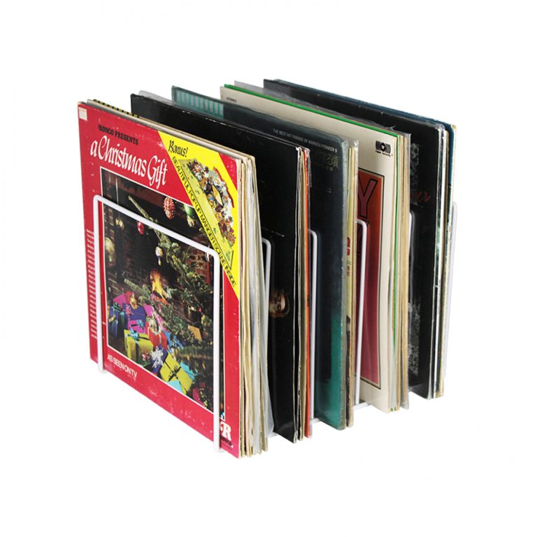 Système de rangement métallique pour 50 à 60 vinyles - Blanc