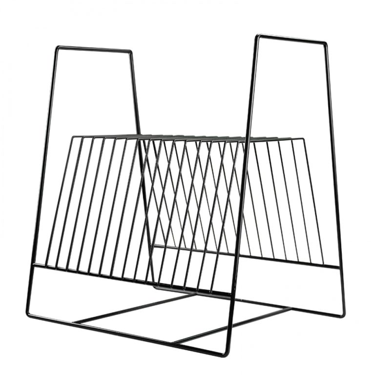 LP vinyl design rack de stockage record rack retro pour 60 à 70 vinyles LPs de 12 pouces noir - image alternative