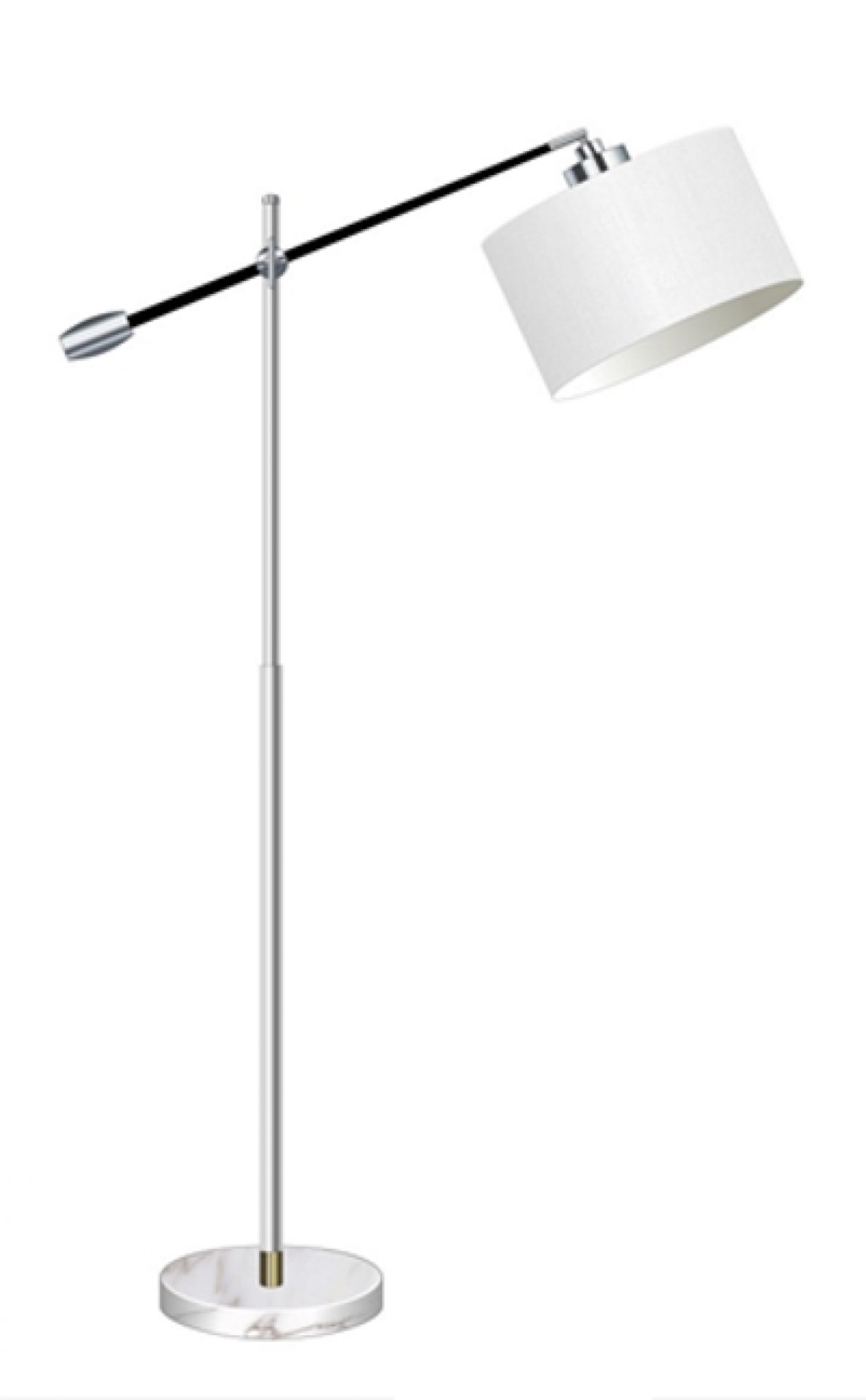 Lampadaire sur pied lampe à arc réglable abat-jour crème blanc argenté