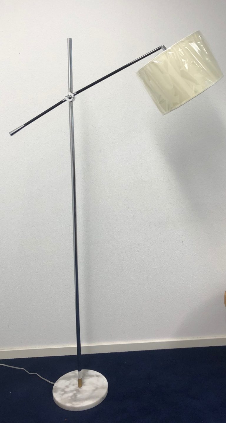 Lampadaire sur pied lampe à arc réglable abat-jour crème blanc argenté - image alternative