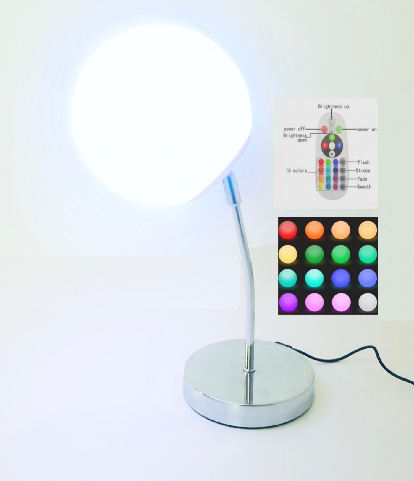 Lampe de bureau Lampe de table LED 16 couleurs RGB blanc télécommande