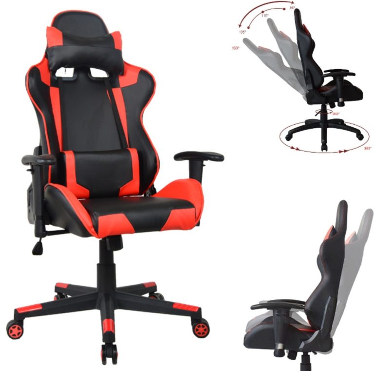 Chaise de bureau Racing Gaming Chair Style High Design Thomas - rouge noir