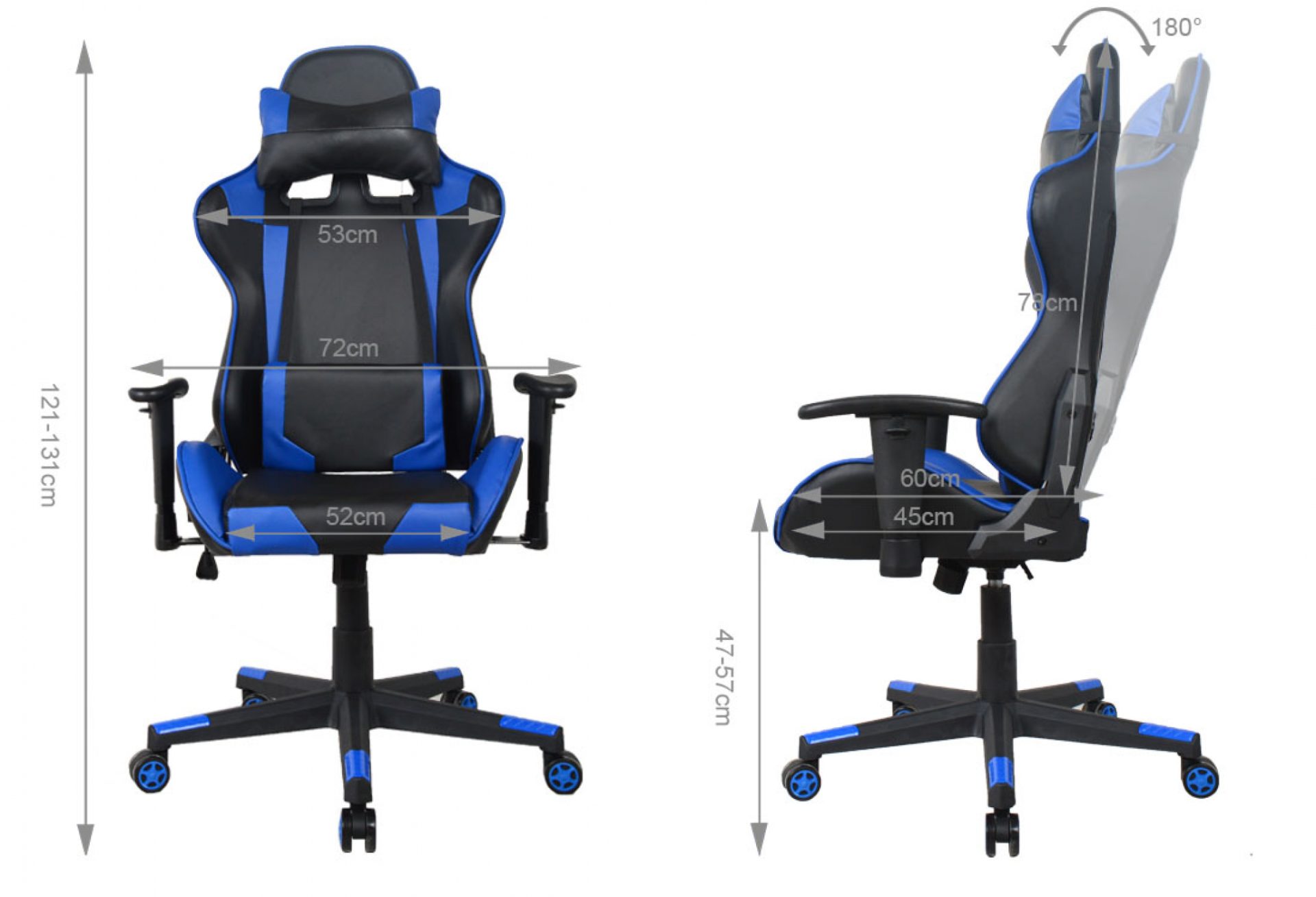 Chaise de bureau racing gaming gaming style high design Thomas noir bleu - VDD World FR Chaise de bureau racing gaming gaming style high design Thomas noir bleu - VDD World FR