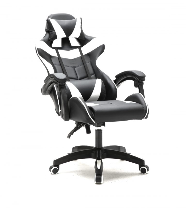 Chaise de jeu Cyclone - chaise de bureau - chaise de jeu de course - blanc noir