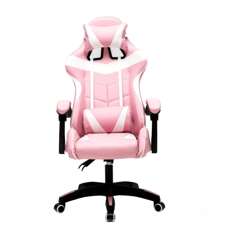 VDD - Chaise de jeu Cyclone - chaise de bureau - chaise de jeu de course - rose blanc