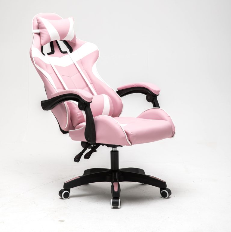 VDD - Chaise de jeu Cyclone - chaise de bureau - chaise de jeu de course - rose blanc - image alternative