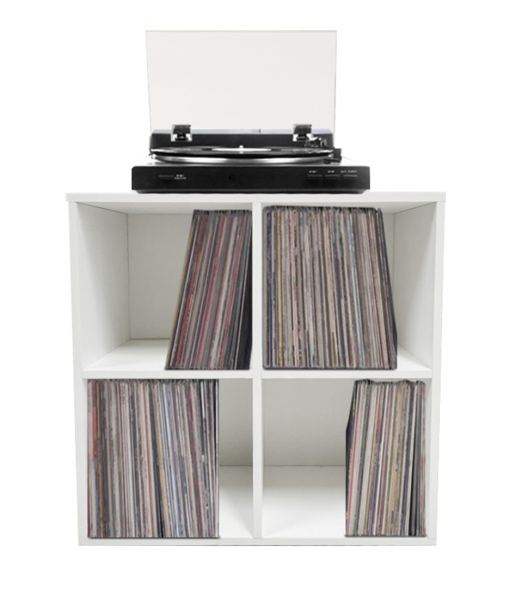 Meuble de rangement vinyle vinyle vinyle - bibliothèque - 4 compartiments - blanc