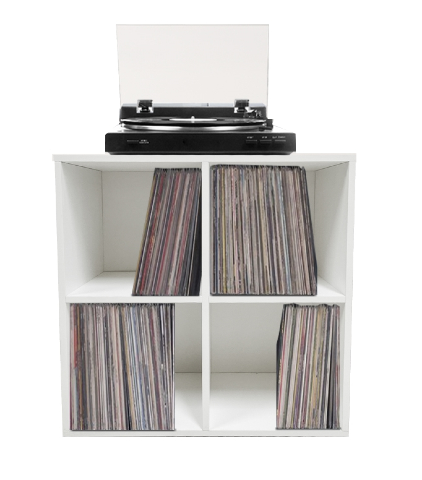 Meuble de rangement vinyle vinyle vinyle - bibliothèque - 4 compartiments - blanc