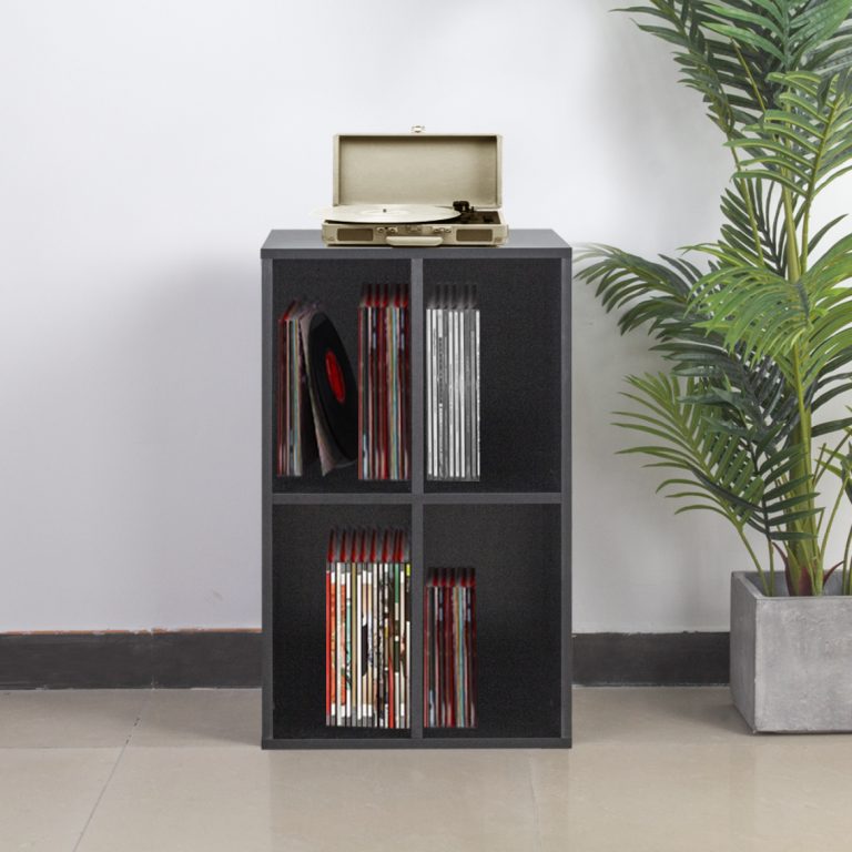 Meuble pour disques vinyle lp - rangement des disques lp - meuble pour tourne-disque - noir - image alternative
