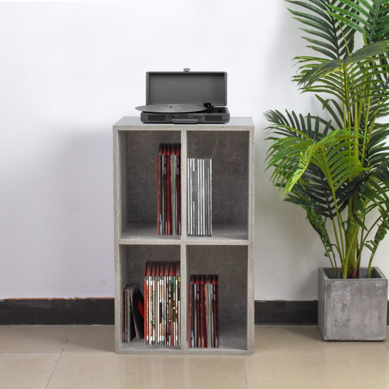 Meuble vinyle lp record - rangement disques lp - meuble tourne disque - aspect béton gris - image alternative
