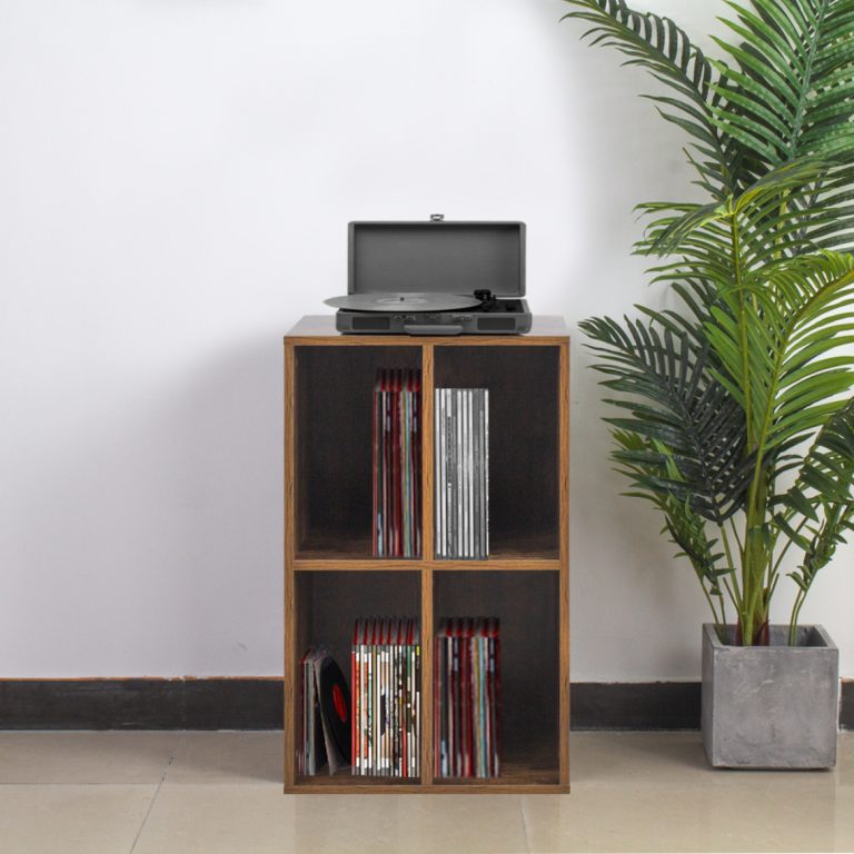 Meuble pour disques vinyle lp - rangement des disques lp - meuble pour tourne-disque - brun - image alternative
