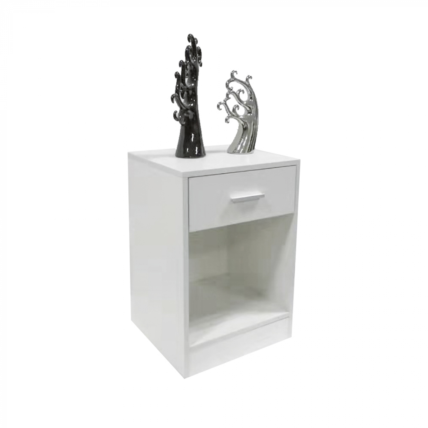 Table de chevet meuble d'entrée avec tiroir compartiment de rangement ouvert 60 cm de haut blanc - VDD World FR Table de chevet meuble d'entrée avec tiroir compartiment de rangement ouvert 60 cm de haut blanc - VDD World FR