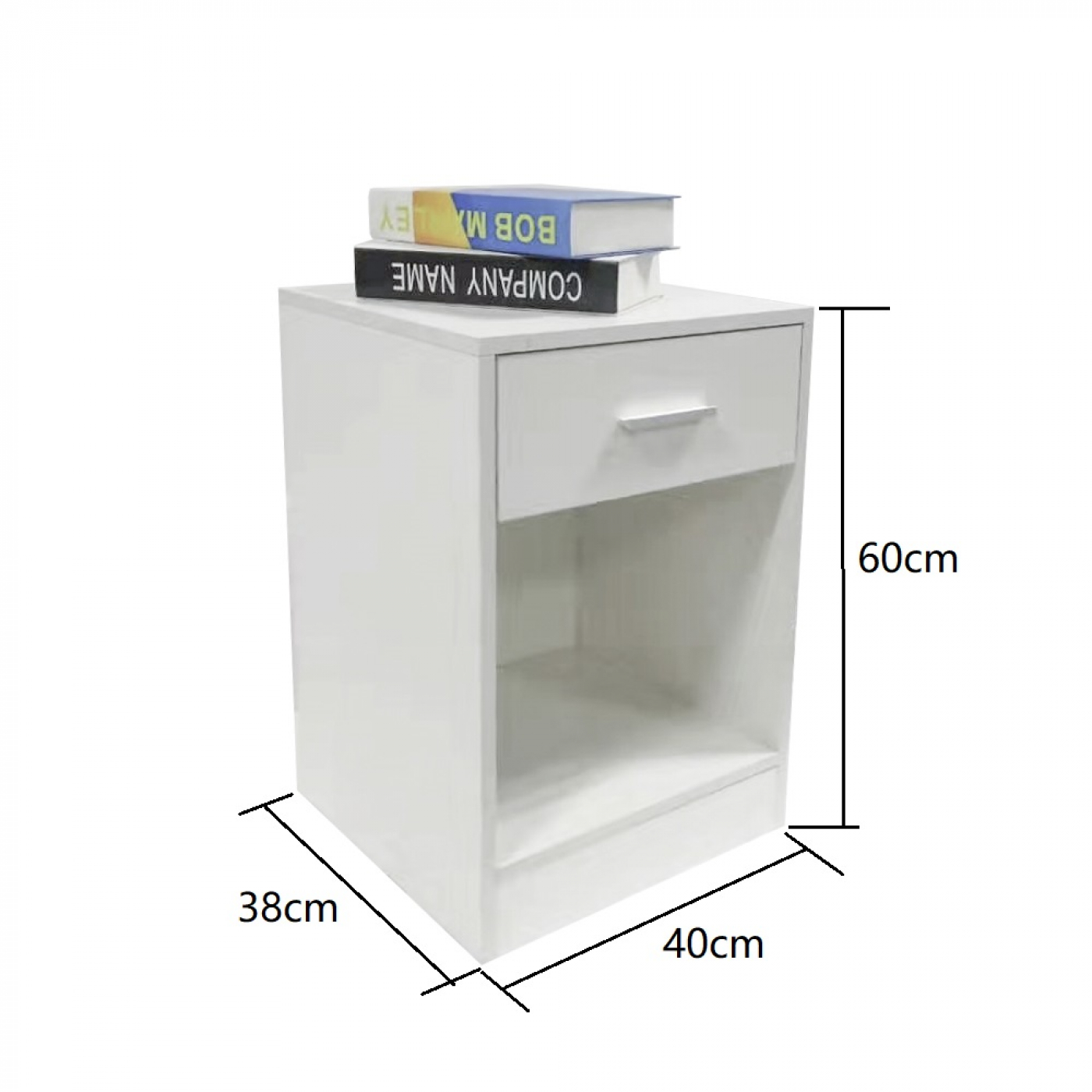Table de chevet meuble d'entrée avec tiroir compartiment de rangement ouvert 60 cm de haut blanc - VDD World FR Table de chevet meuble d'entrée avec tiroir compartiment de rangement ouvert 60 cm de haut blanc - VDD World FR