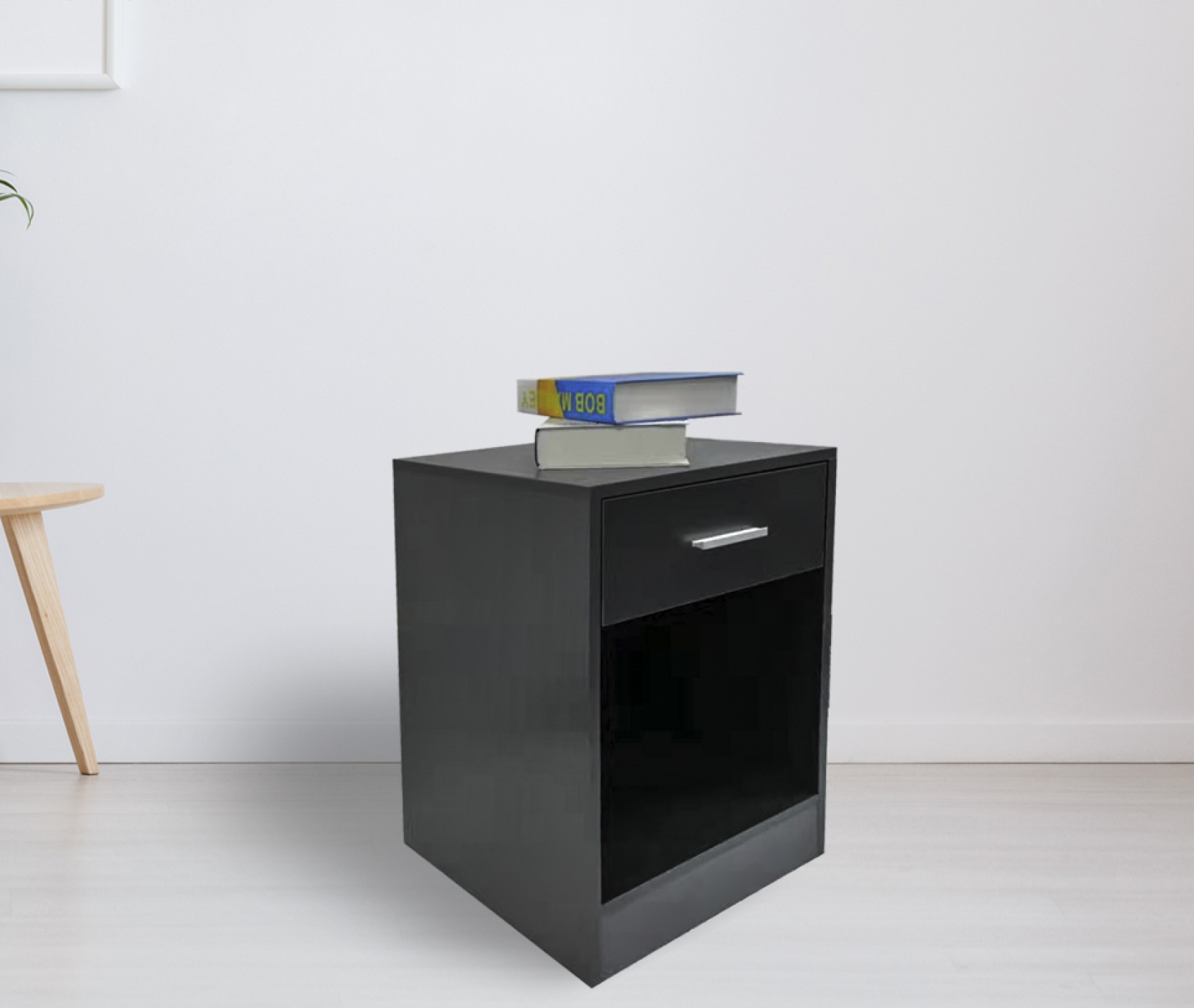 Meuble d'entrée avec tiroir et compartiment de rangement ouvert de 60 cm de haut noir - VDD World FR Meuble d'entrée avec tiroir et compartiment de rangement ouvert de 60 cm de haut noir - VDD World FR