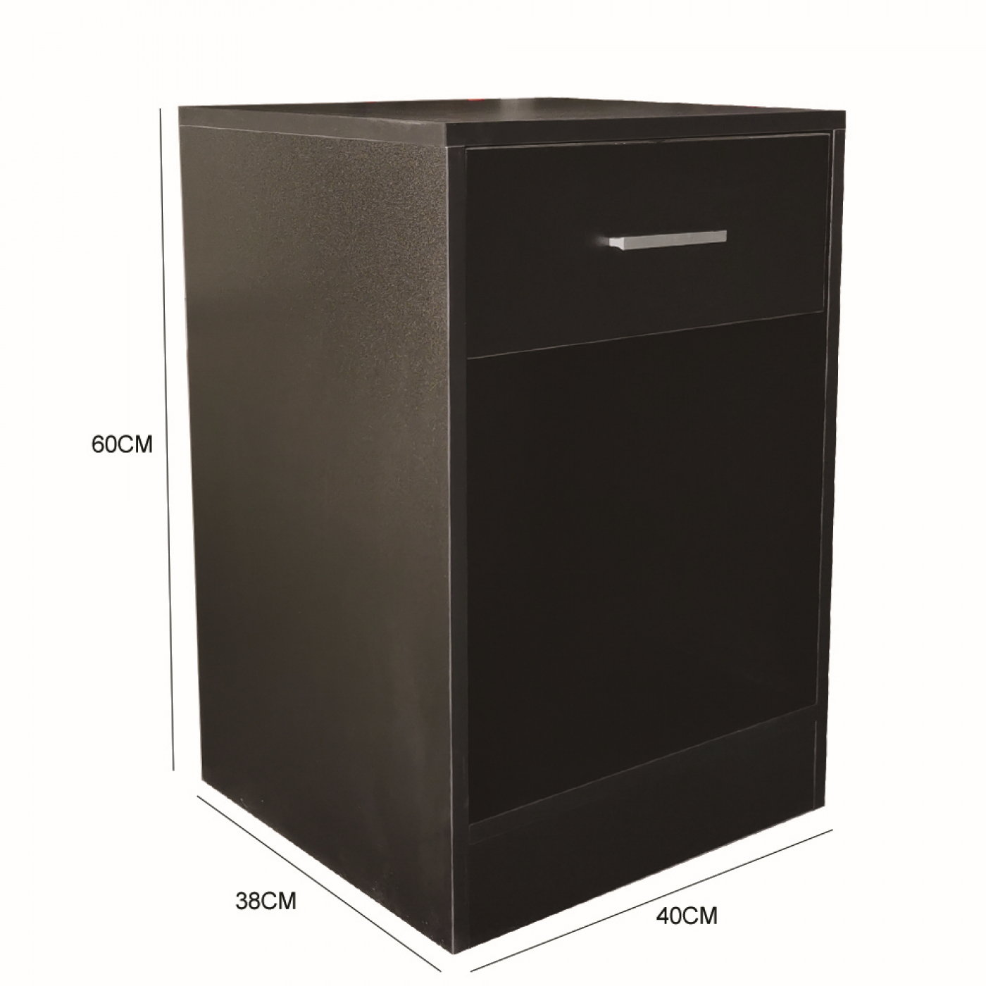 Meuble d'entrée avec tiroir et compartiment de rangement ouvert de 60 cm de haut noir - VDD World FR Meuble d'entrée avec tiroir et compartiment de rangement ouvert de 60 cm de haut noir - VDD World FR