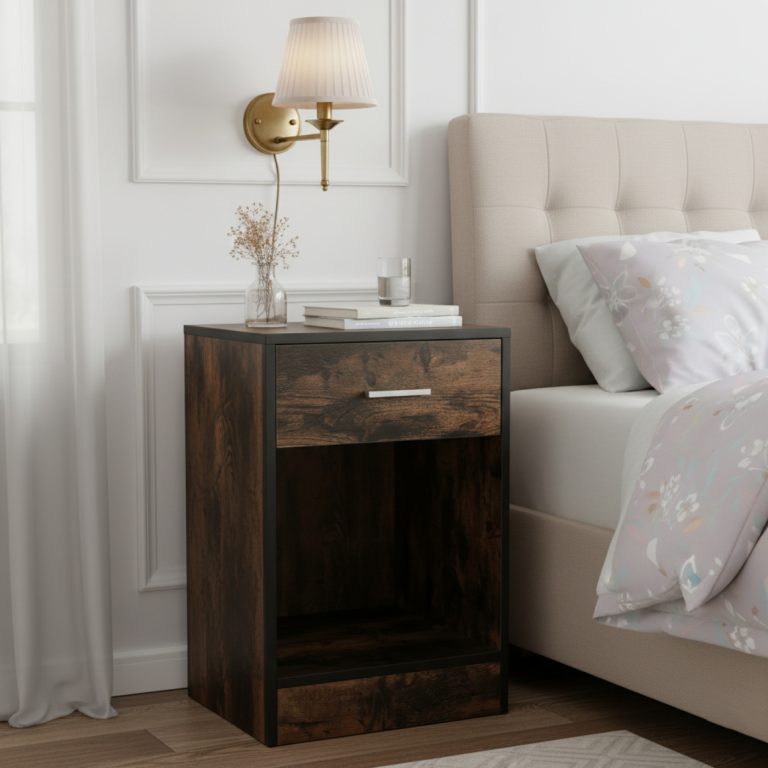 VDD - Table de chevet - Table de chevet marron - Table de chevet en bois - Table de chevet moderne - image alternative
