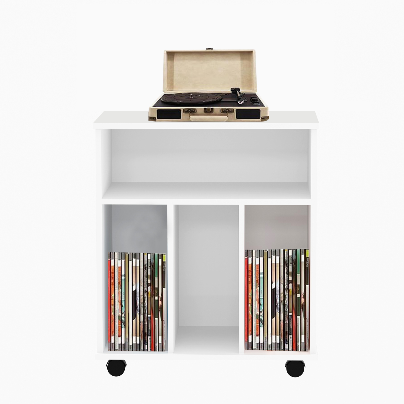 Meuble de rangement vinyle LP - bibliothèque - blanc