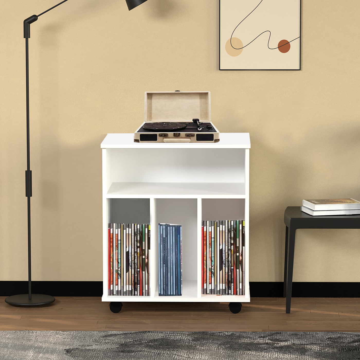 Meuble de rangement vinyle LP - bibliothèque - blanc - image alternative