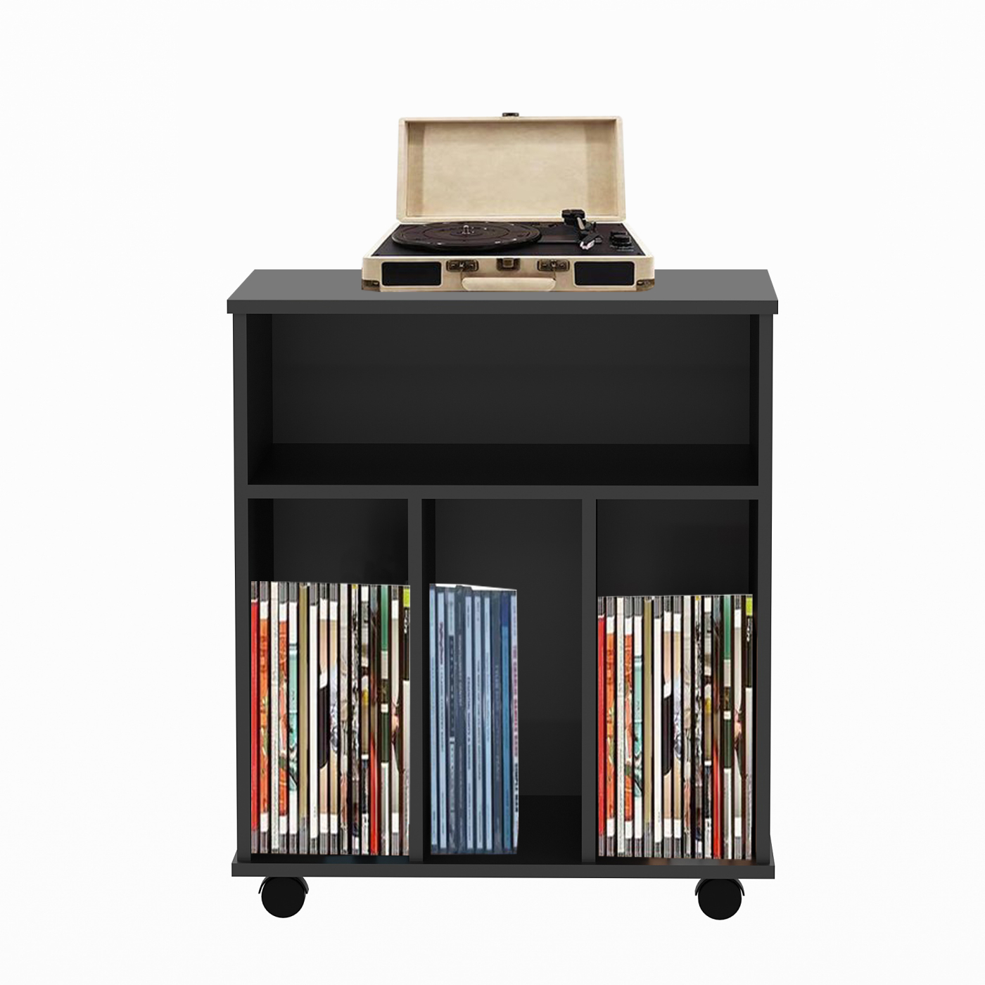 Meuble de rangement vinyle Lp - bibliothèque - rangement magazines livres disques - noir