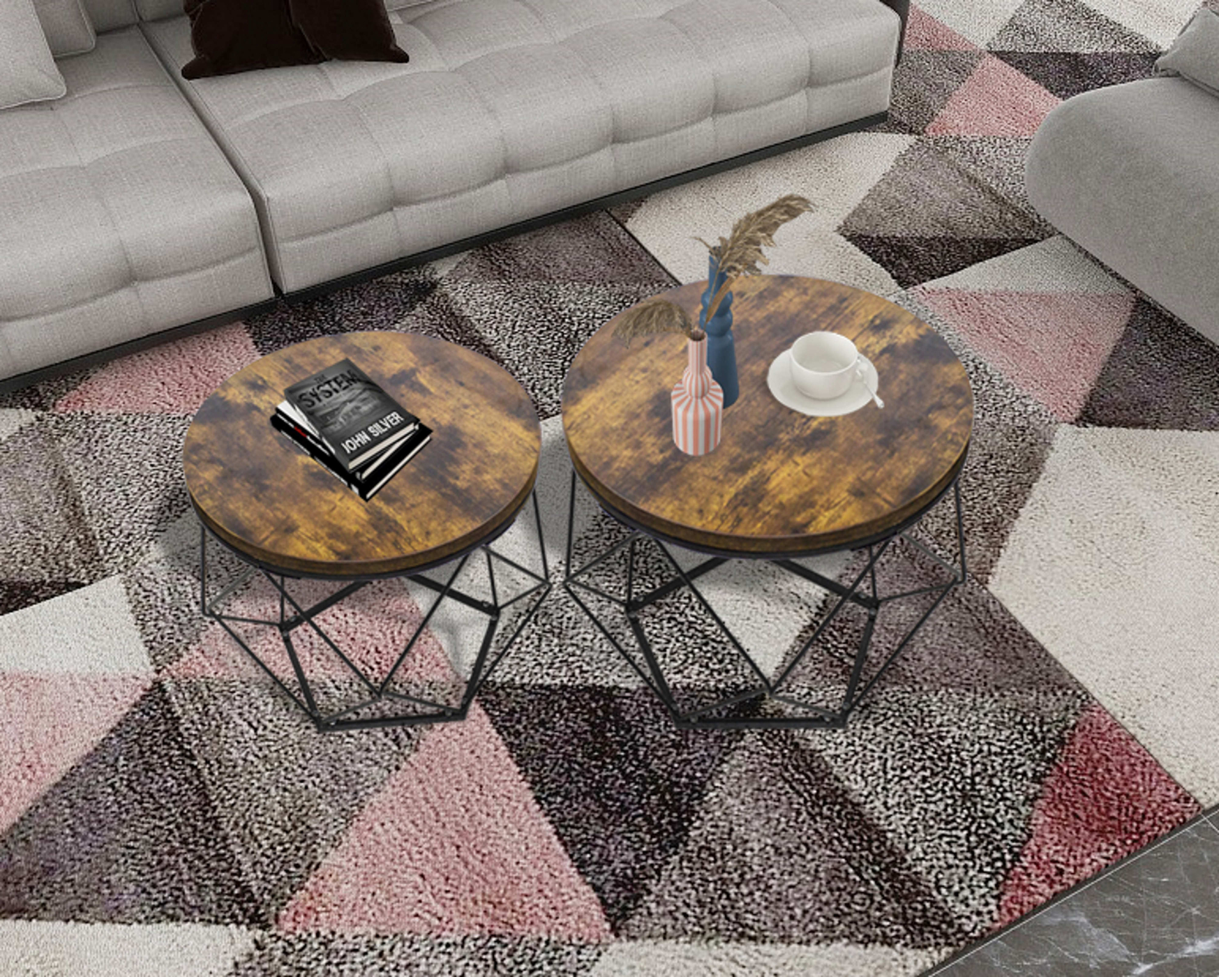 VDD Tables d'appoint set de 2 - table basse style vintage industriel - image alternative