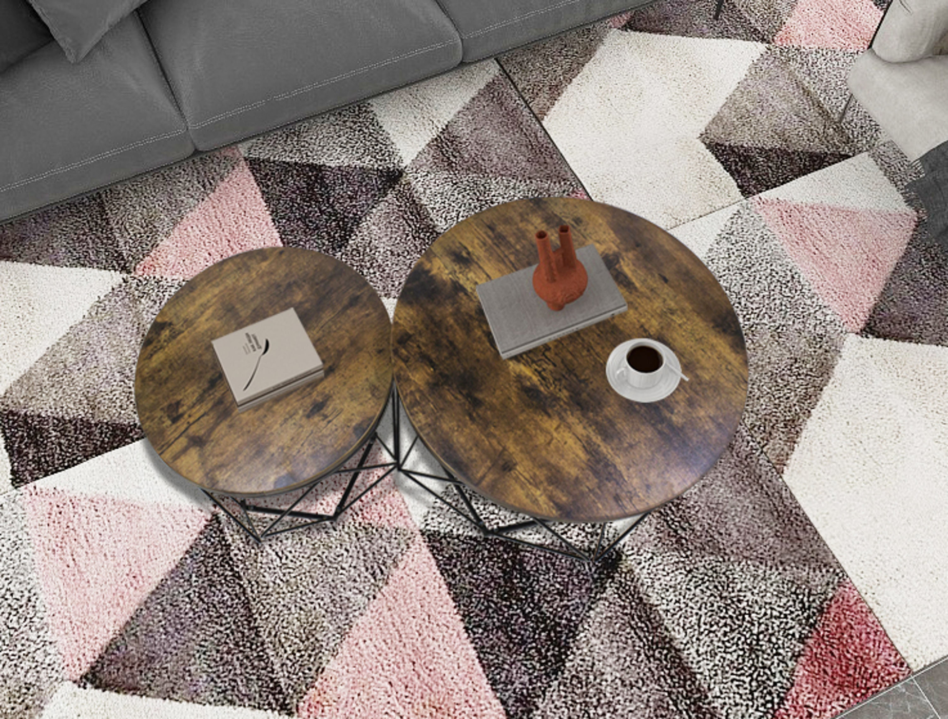 VDD Tables d'appoint set de 2 - table basse style vintage industriel - VDD World FR VDD Tables d'appoint set de 2 - table basse style vintage industriel - VDD World FR