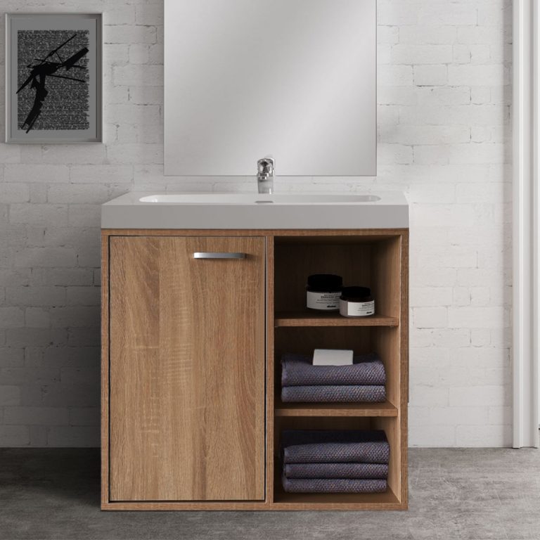 Meuble vasque - meuble de salle de bain - marron - image alternative