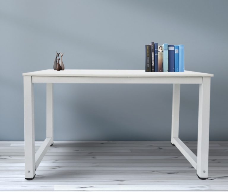 Bureau - table d'ordinateur - table de cuisine - métal bois - 120 cm x 60 cm - blanc - image alternative
