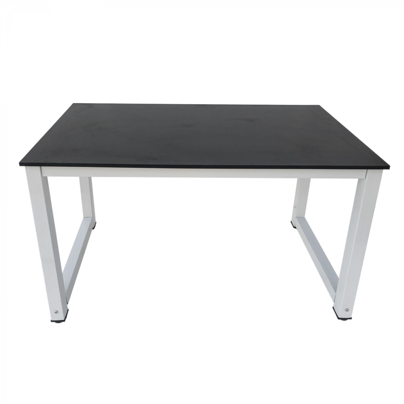 Bureau table d'ordinateur - table de cuisine - métal bois - 120 cm x 60 cm - blanc avec plateau noir