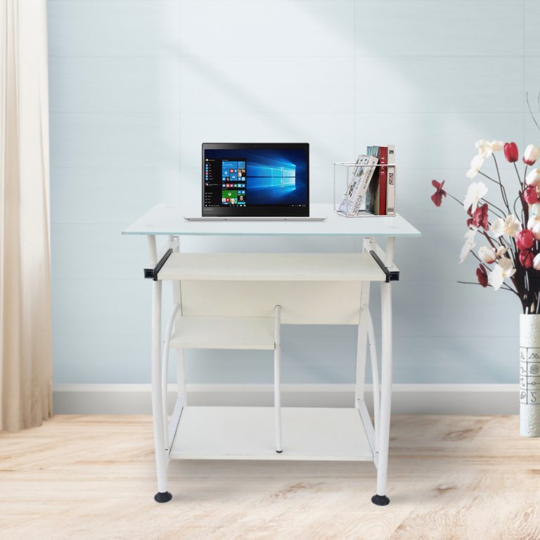 Table d'ordinateur portable de bureau - gain de place - 70 cm x 50 cm - blanc - image alternative