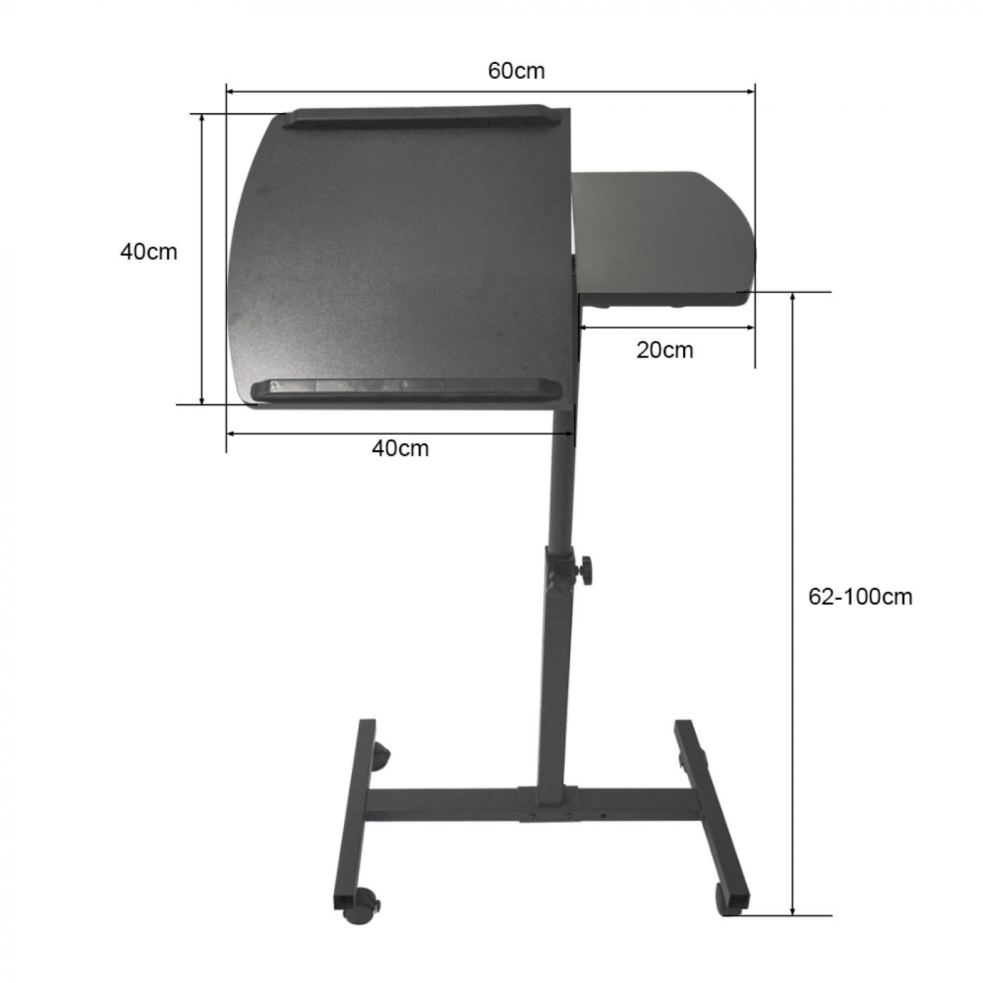 Support pour ordinateur portable - roulettes mobiles - réglable en hauteur - noir - VDD World FR Support pour ordinateur portable - roulettes mobiles - réglable en hauteur - noir - VDD World FR