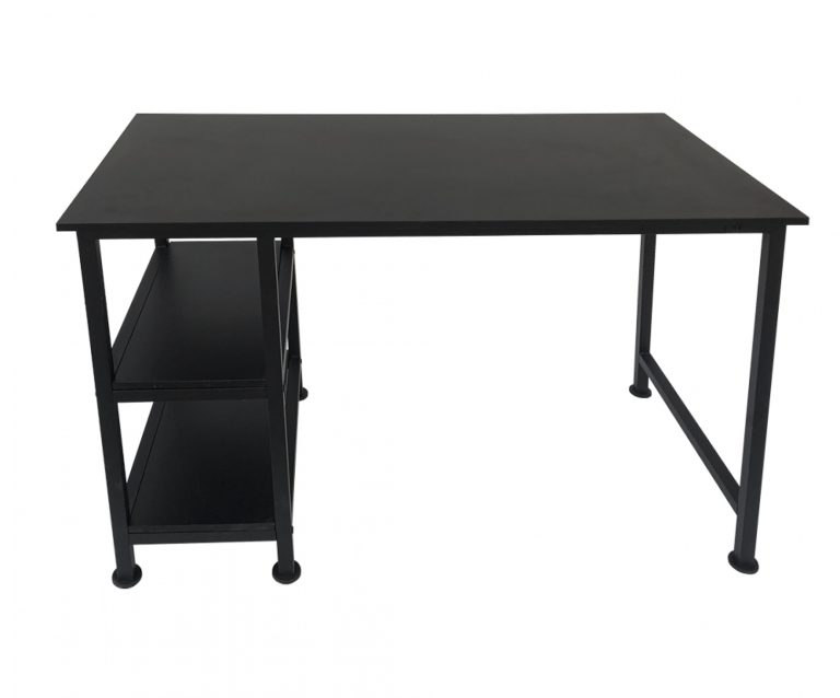 Table d'ordinateur de bureau - avec étagères de rangement - bois métal noir - 110 cm de large