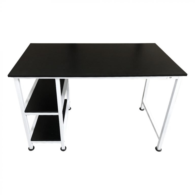Table d'ordinateur de bureau - avec étagères de rangement - largeur 110 cm - blanc noir