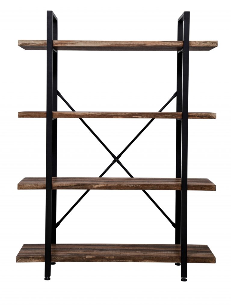 Armoire murale Bibliothèque ouverte design industriel en bois robuste 140 cm de hauteur noir