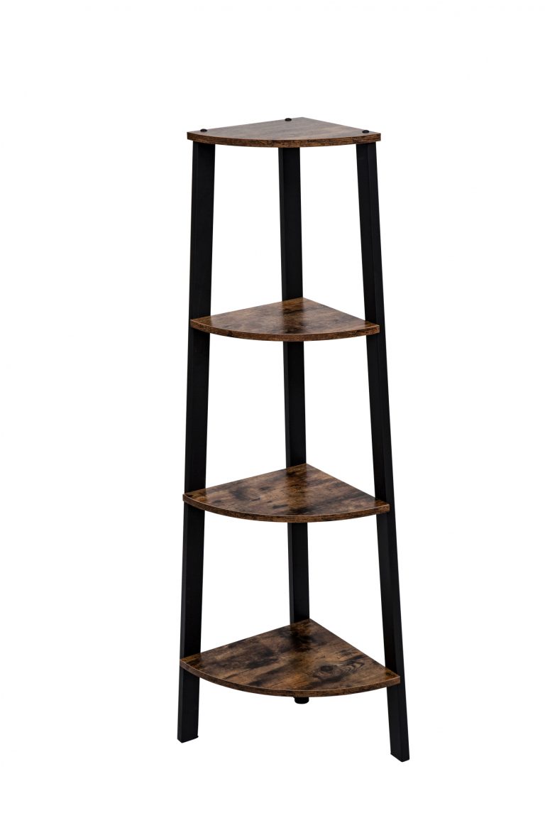 Armoire d'angle Bibliothèque design industriel en métal robuste 125 cm de hauteur noir