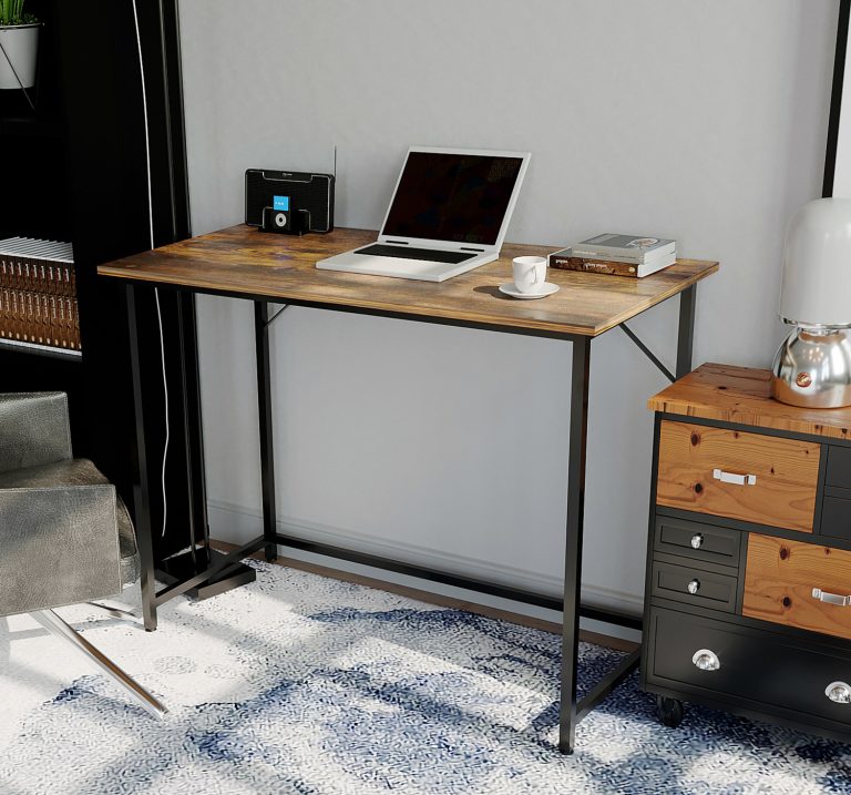 Table de cuisine - table bureau - 75 cm x 75 cm - blanc marron - VDD World FR