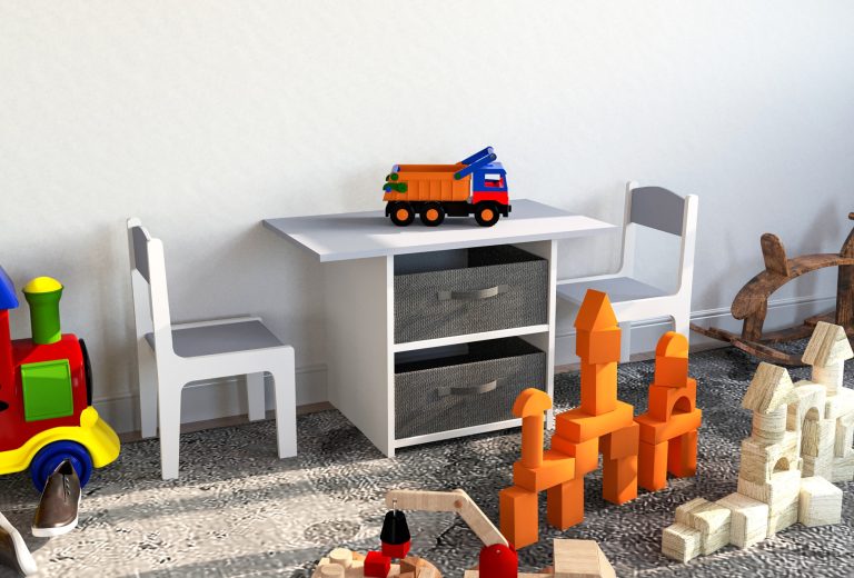 Table pour enfants avec chaises et espace de rangement - image alternative