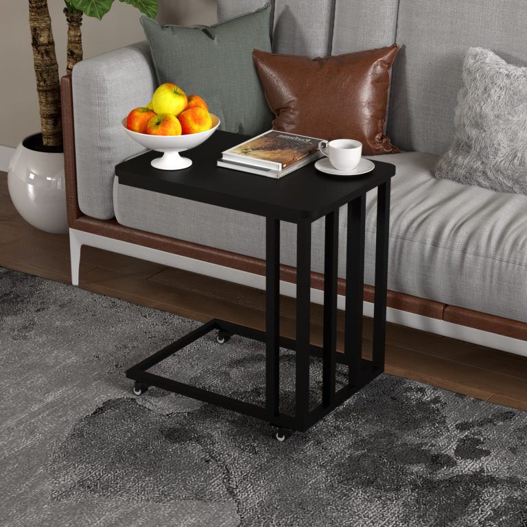 VDD - table d'appoint - mobile - sur roulettes - noir - bois - image alternative