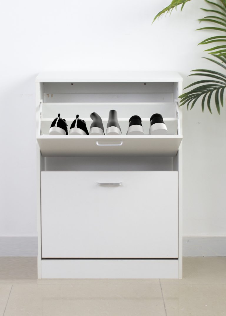 Meuble à chaussures - étagère à chaussures - 2 compartiments - blanc - image alternative
