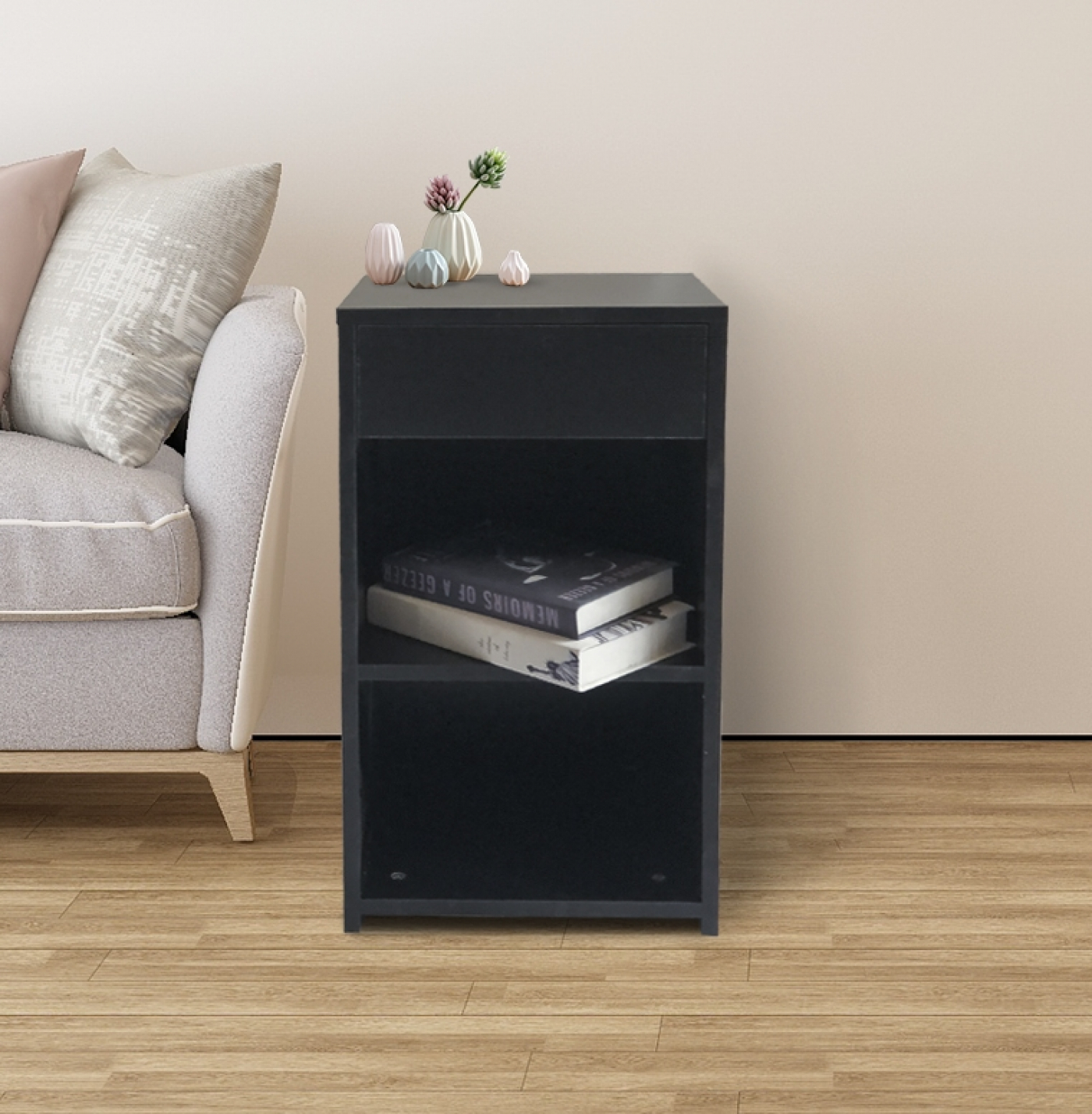 Meuble d'entrée table de chevet hauteur 65 cm noir - image alternative