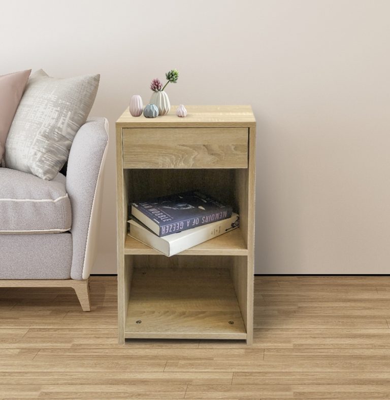 Table de chevet - meuble d'entrée - hauteur 65 cm - marron clair - image alternative