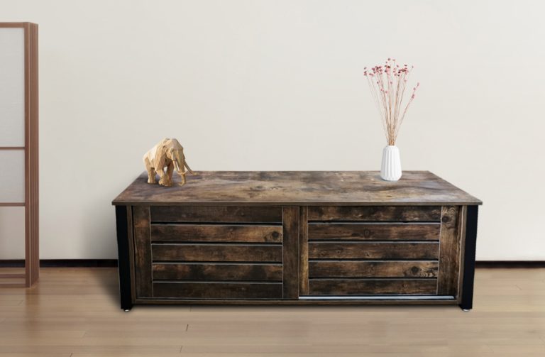 Meuble TV Tough industrial - buffet avec portes coulissantes - 130 cm de large - image alternative
