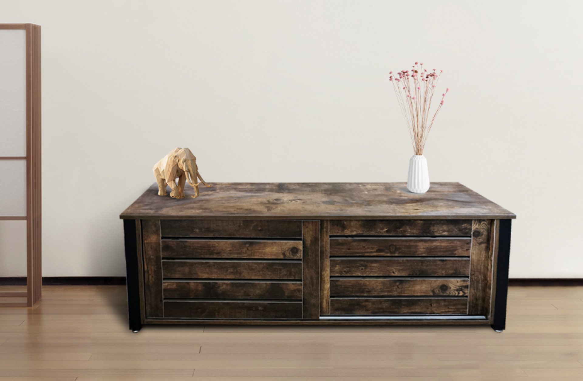 Meuble TV Tough industrial - buffet avec portes coulissantes - 130 cm de large - image alternative