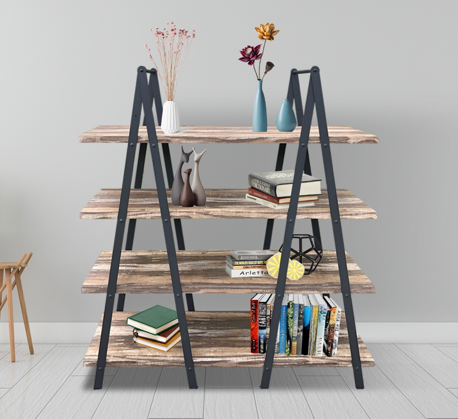 Bibliothèque armoire murale Tough - métal design industriel - 140 x 146 cm - image alternative