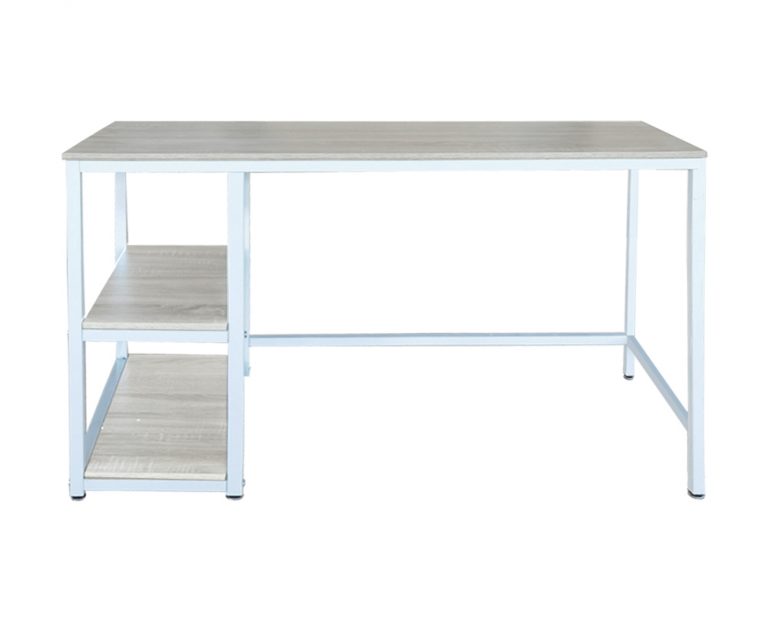 Desk Stoer - table d'ordinateur - design industriel - avec rangement - blanc marron