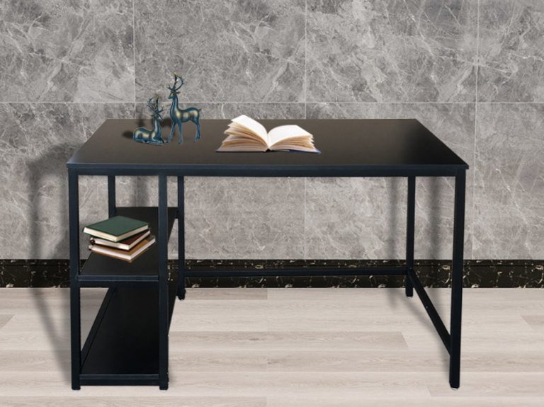 Desk Stoer - table d'ordinateur - design industriel - avec étagères de rangement - noir - image alternative