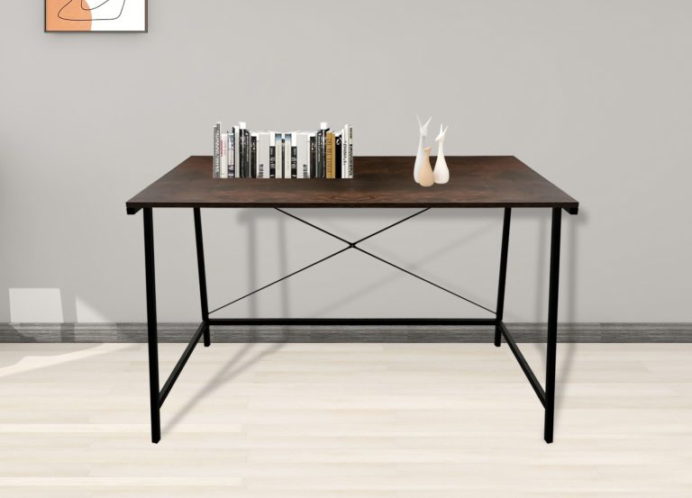 Bureau table ordinateur portable Tough - vintage industriel - métal noir bois marron - image alternative