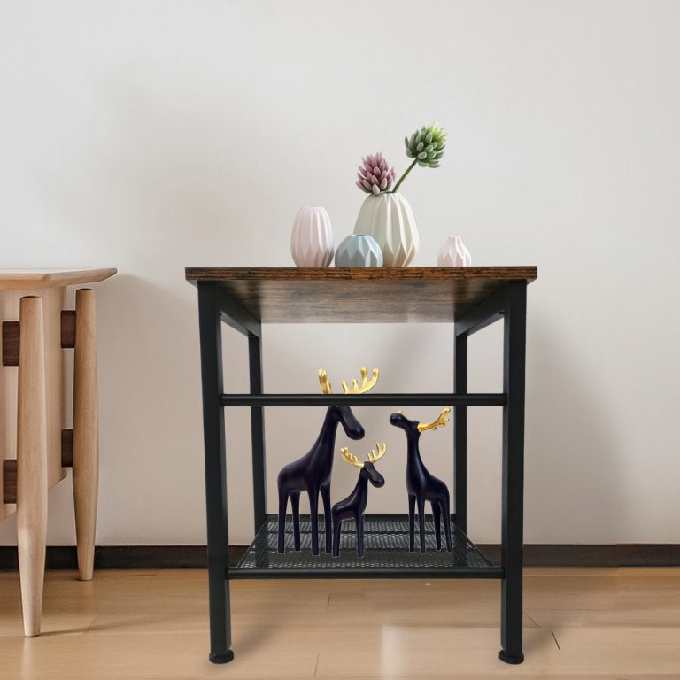 Table d'appoint table basse Tough vintage industriel - métal noir bois marron - image alternative