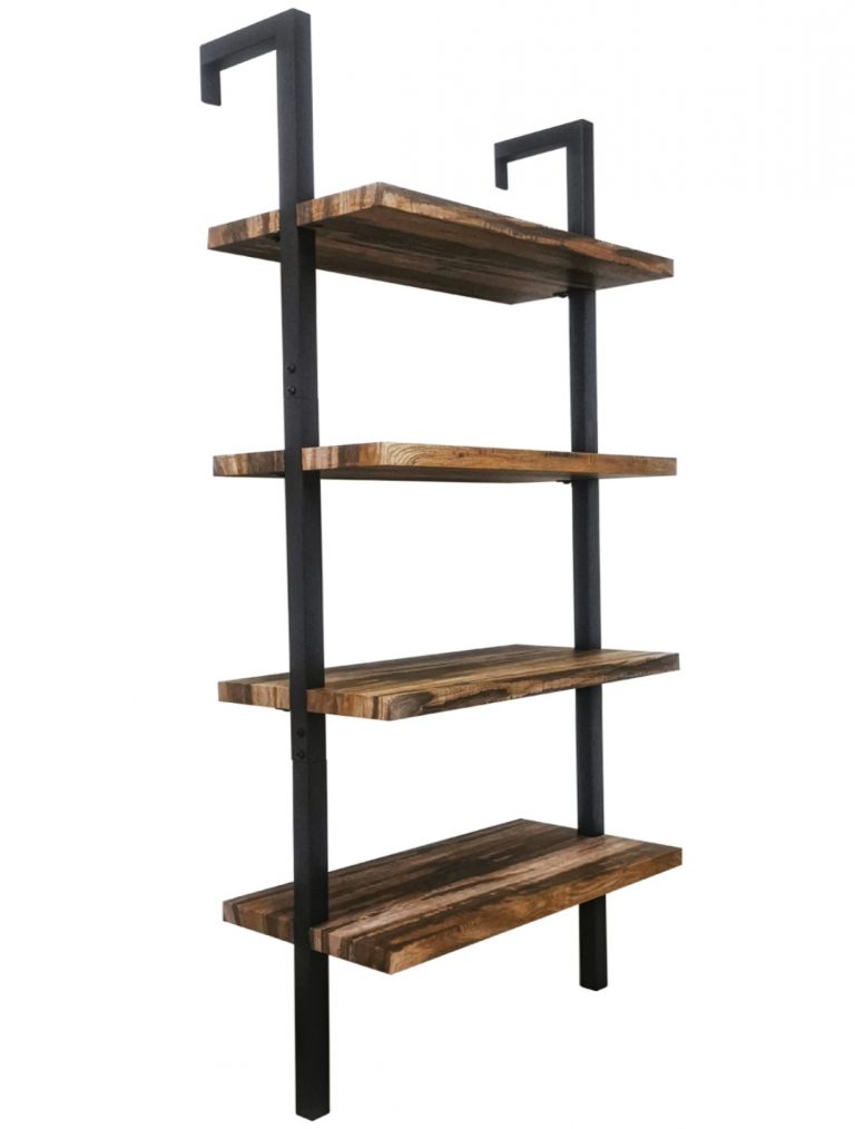 Armoire murale étagère murale échelle métal bois bibliothèque ouverte 152 cm de haut noir