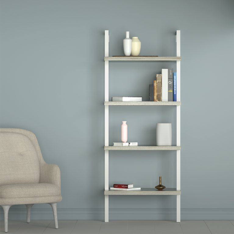 Etagère murale échelle bibliothèque Solide - bois métal industriel - hauteur 152 cm - blanc - image alternative