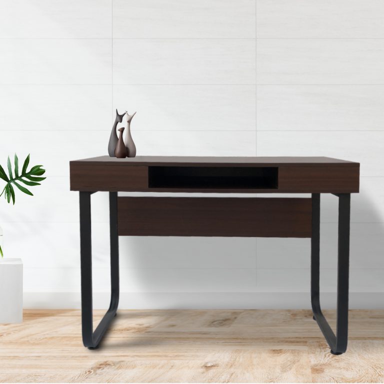 Bureau table ordinateur Tough - table d'appoint - vintage industriel - métal noir bois marron - image alternative